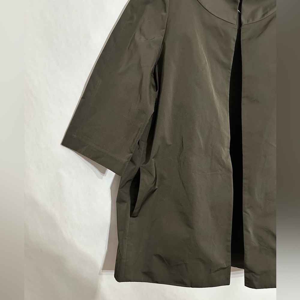 Lafayette 148 New York Olive Green A-Line 3/4 Sleeve Jacket Small Minimalist - Picture 4 of 8